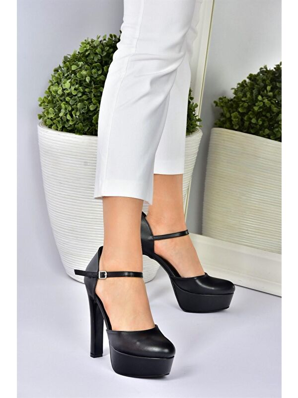 Siyah Platform Kalın Yüksek Topuklu Kadın Ayakkabı M246002109 - Görsel 6
