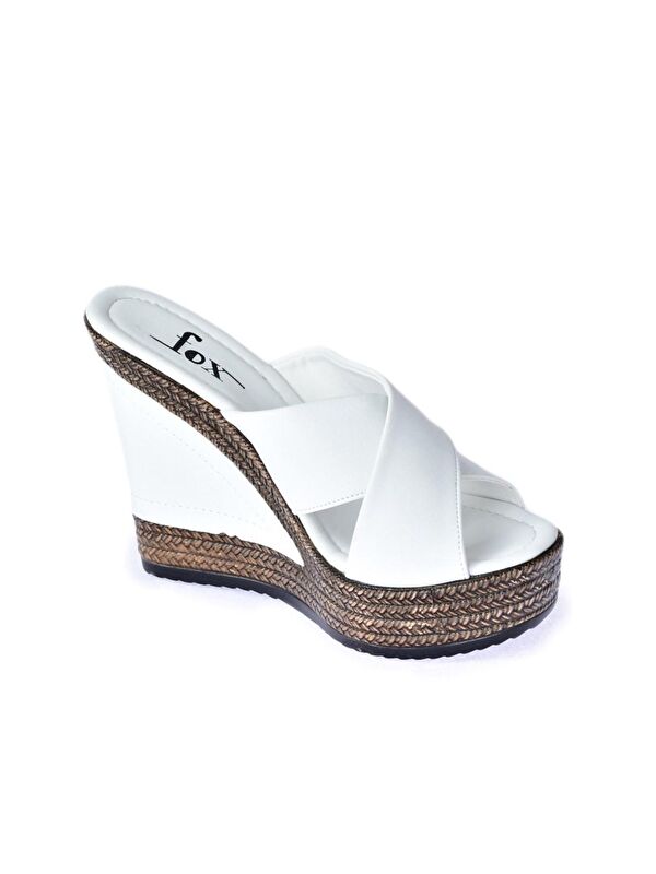 F674072009 Beyaz Kadın Terlik - Görsel 4