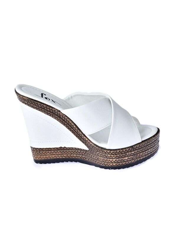 F674072009 Beyaz Kadın Terlik - Görsel 5