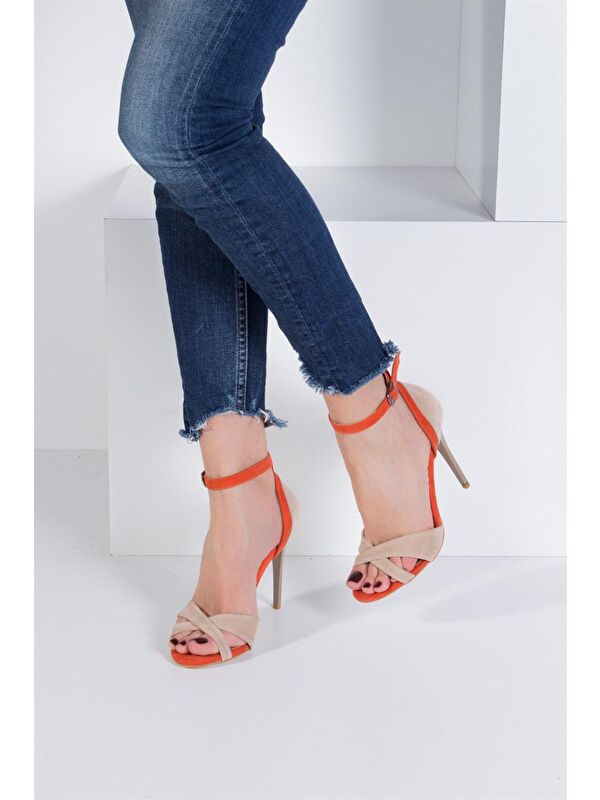Ten/Turuncu Kadın Topuklu Ayakkabı B922113802 - Görsel 2