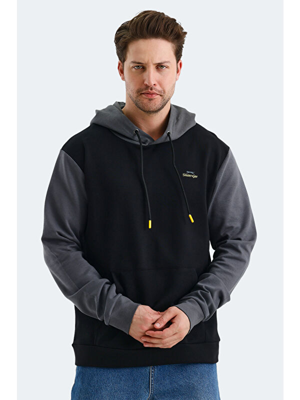 SLAZENGER VIOLA  Erkek Kapüşonlu Sweatshirt Hoodie Siyah / Gri