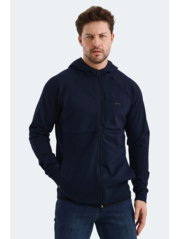 SLAZENGER VIOLET Erkek Fermuarlı Sweatshirt Hırka Lacivert