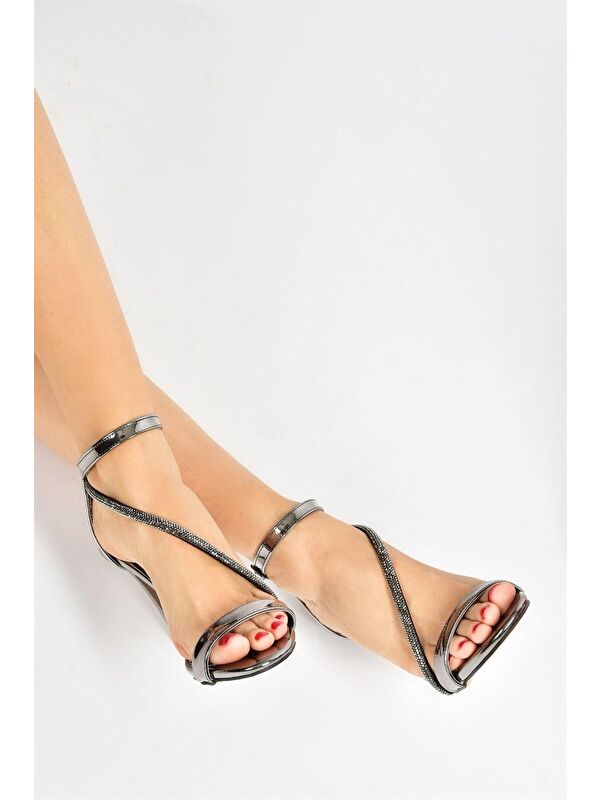 M2510051 Antrasit Kadın Topuklu Ayakkabı - Görsel 4