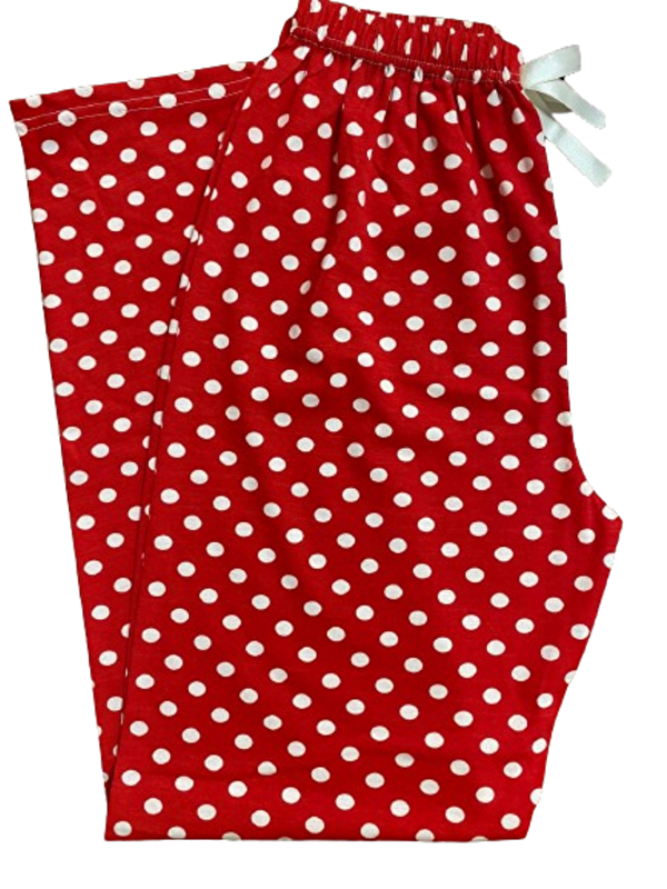 Formo Kadın Kırmızı Puantiyeli  Pamuklu Lastikli Rahat Pijama Altı