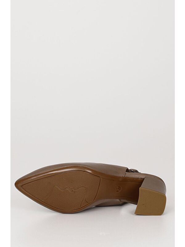 VİZON Hakiki Deri Sivri Burun Orta Kalın Topuklu Arkası Açık Kadın Yazlık Ayakkabı 24118 - Görsel 8