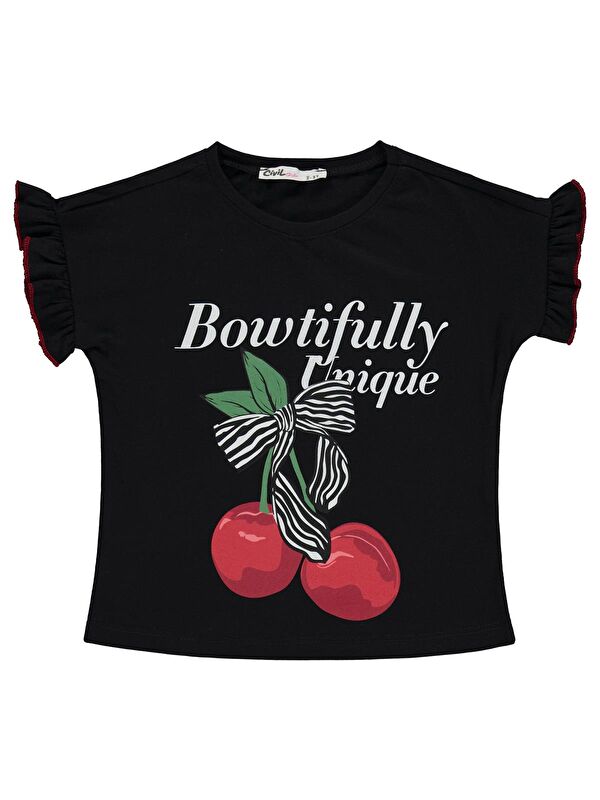 Civil Girls Bowtifully Baskılı 2-5 Yaş Tişört - Siyah 5-6 Yaş