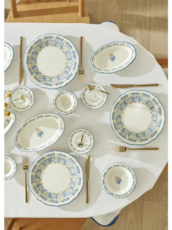 Bella Maison Liana Stoneware 26 Parça 6 Kişilik Kahvaltı Takımı Mavi