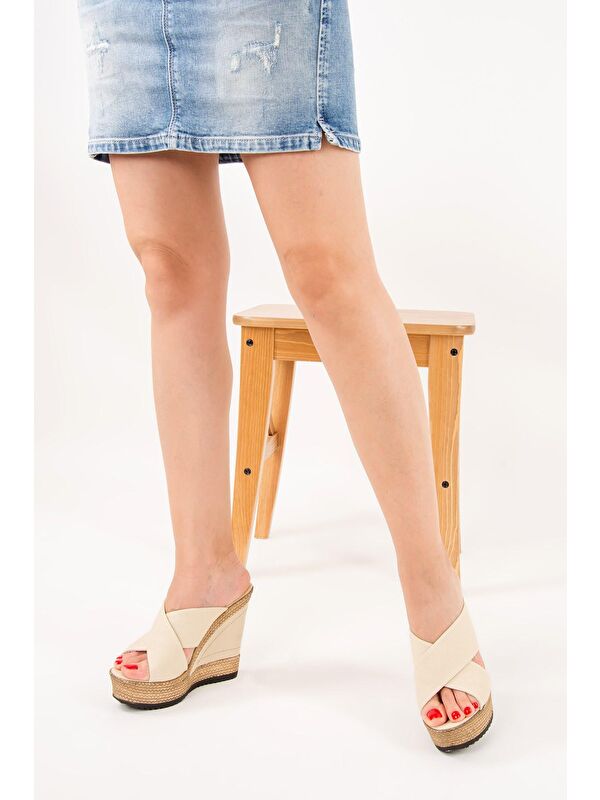 F674072005 Bej Kadın Terlik - Görsel 4