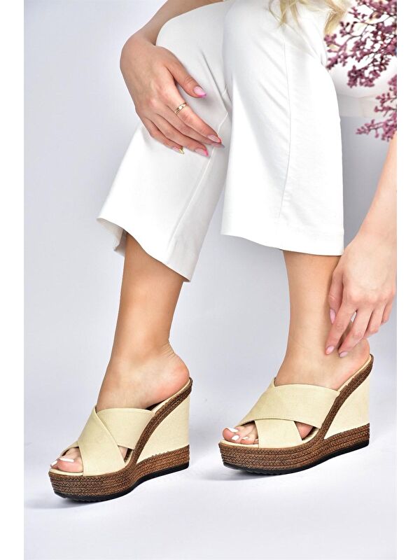 F674072005 Bej Kadın Terlik - Görsel 6