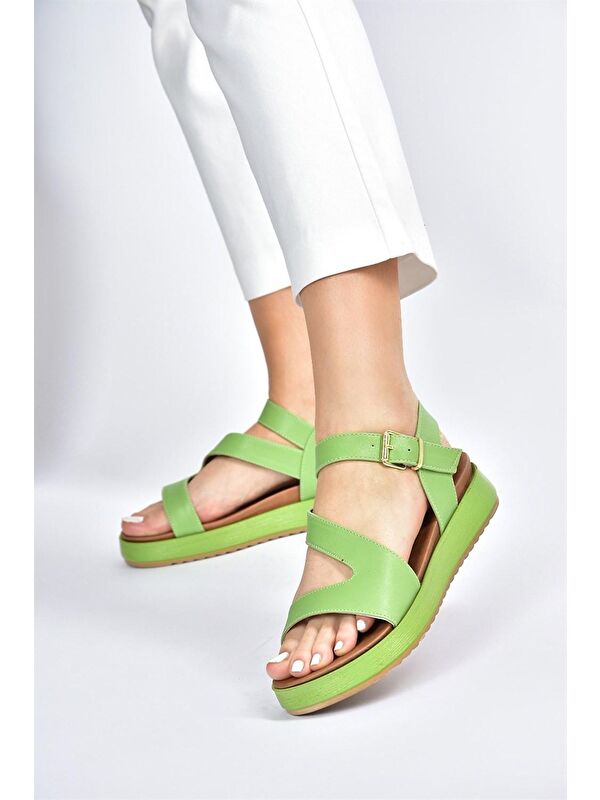 Yeşil Günlük Kadın Sandalet M524022609 - Görsel 5