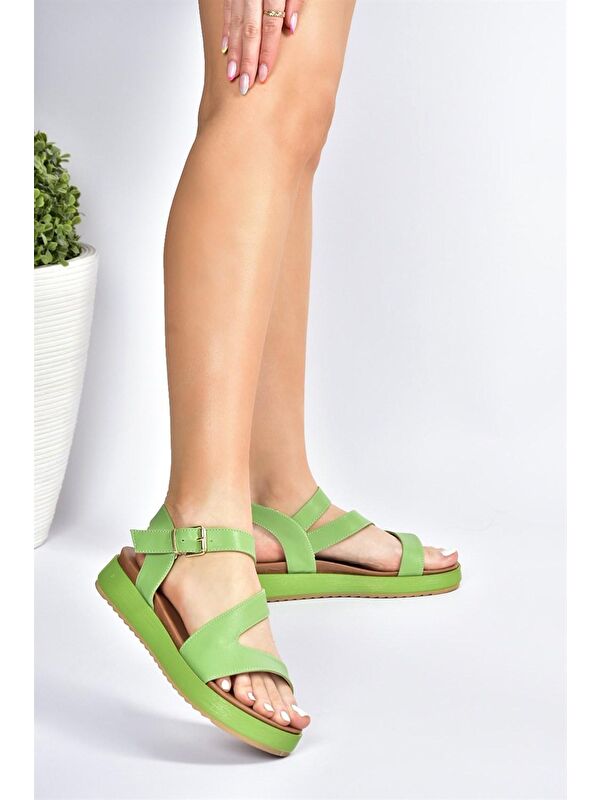 Yeşil Günlük Kadın Sandalet M524022609 - Görsel 6