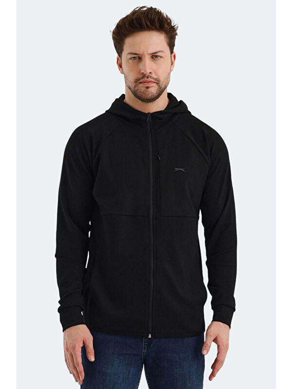 SLAZENGER VIOLET Erkek Fermuarlı Sweatshirt Hırka Siyah