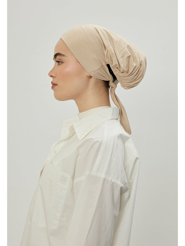 Fresh Scarfs Geniş Hacimli Bağlamalı Bone Bej