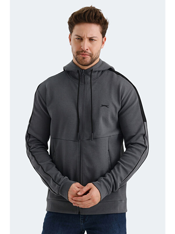 SLAZENGER VALERYA Erkek Fermuarlı Sweatshirt Hırka Koyu Gri