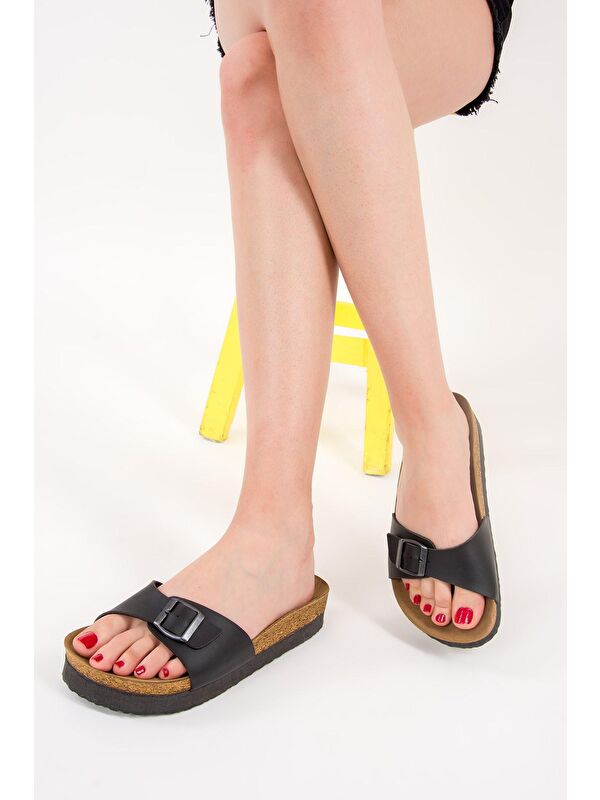 D777824409 Siyah Kadın Terlik - Görsel 2