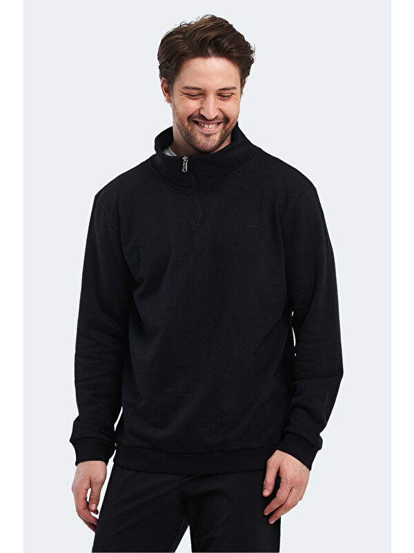 SLAZENGER KERMAN I Erkek Dik Yaka Fermuarlı Siyah Polar