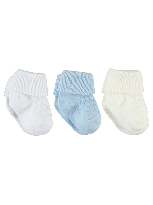 Civil Baby Erkek Bebek 3'lü Çorap Set 0-6 Ay Mavi