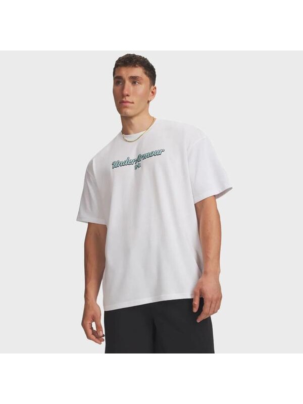 Under Armour Heavyweight Wordmark Erkek Beyaz Tişört