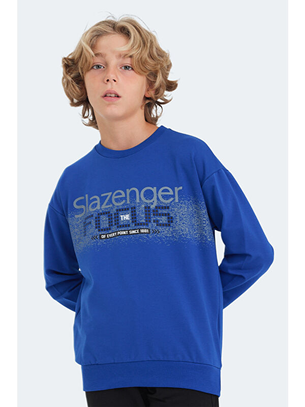 SLAZENGER LAST Unisex Çocuk Saks Mavi Sweatshirt