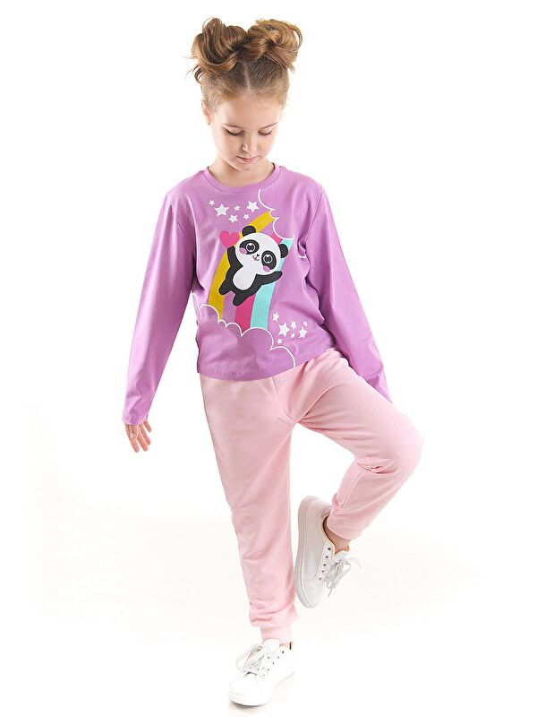 Denokids Panda Kız Çocuk Tişört Pantolon Takım