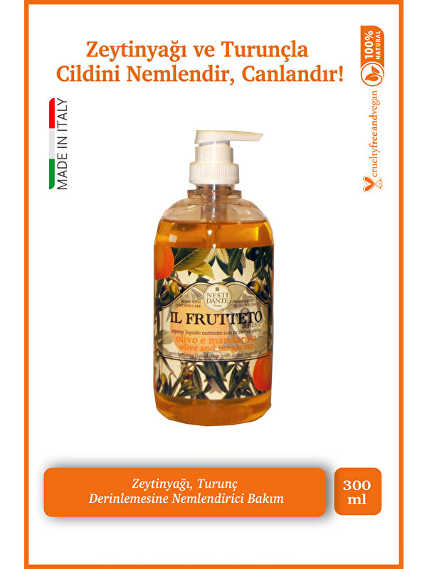 Nesti Dante Il Frutteto Olive Oil & Tangerine Sıvı Sabun 500ml | Canlandırıcı Bakım | Turunçgil, Zey