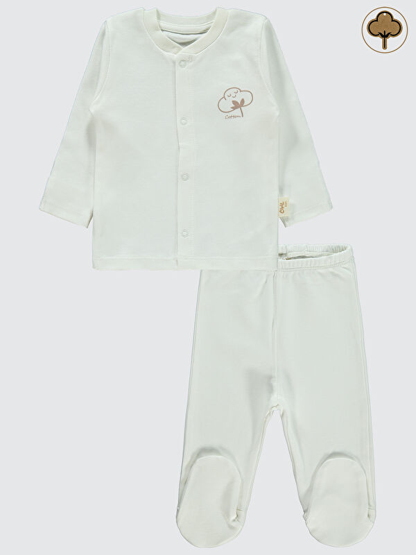 Civil Baby Bebek Organik Pijama Takımı 0-6 Ay Ekru