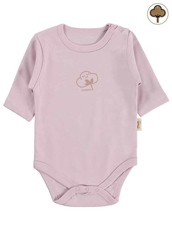 Civil Baby Organik Pamuklu U Kol 0-18 Ay Çıtçıtlı Badi - Pembe 9-12 Ay