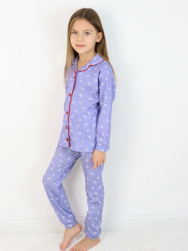 Luggi Baby Bebe Yaka Düğmeli Kız Çocuk Pijama Takımı