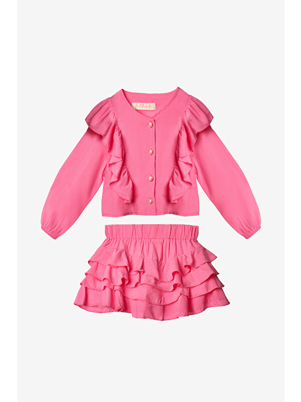 Le Mabelle Pembe Fırfır Detaylı Kız Çocuk Gömlek Etek Takım - Desire