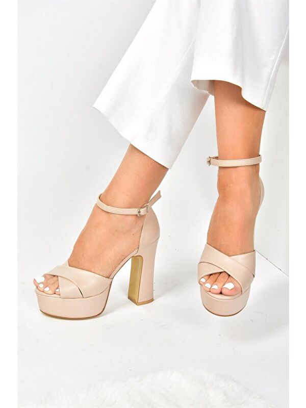 Ten Deri Platform Kalın Topuklu Abiye Ayakkabı M348202509 - Görsel 3