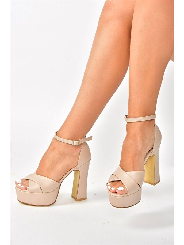 Ten Deri Platform Kalın Topuklu Abiye Ayakkabı M348202509 - Görsel 4