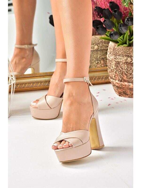 Ten Deri Platform Kalın Topuklu Abiye Ayakkabı M348202509 - Görsel 5