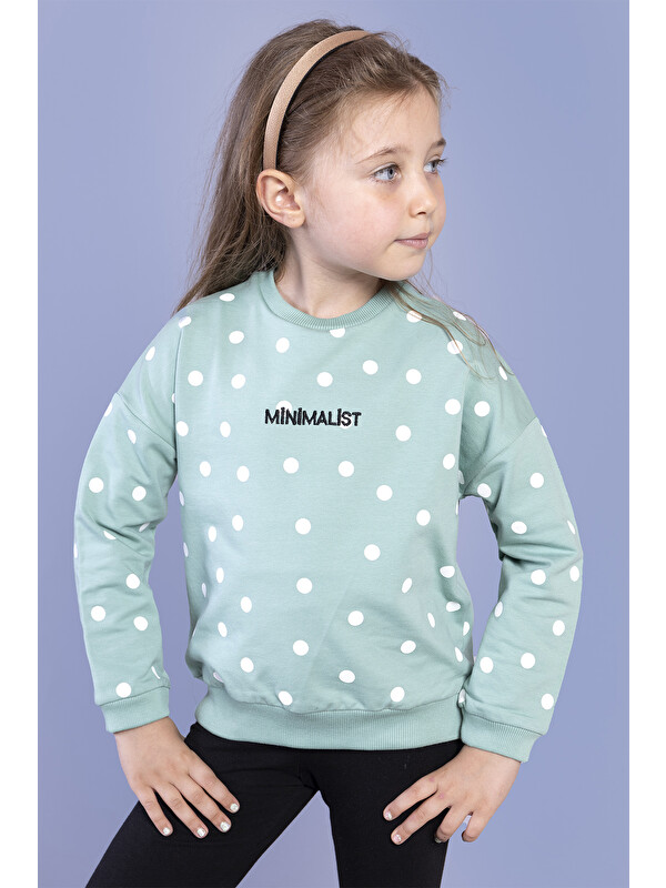 Toontoykids Kız Çocuk Puantiye Desenli Sweatshirt