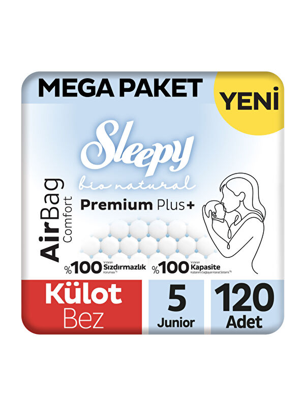 Sleepy Bio Natural Premium Plus Airbag Comfort Mega Paket Külot Bez 5 Numara Junior 120 Adet