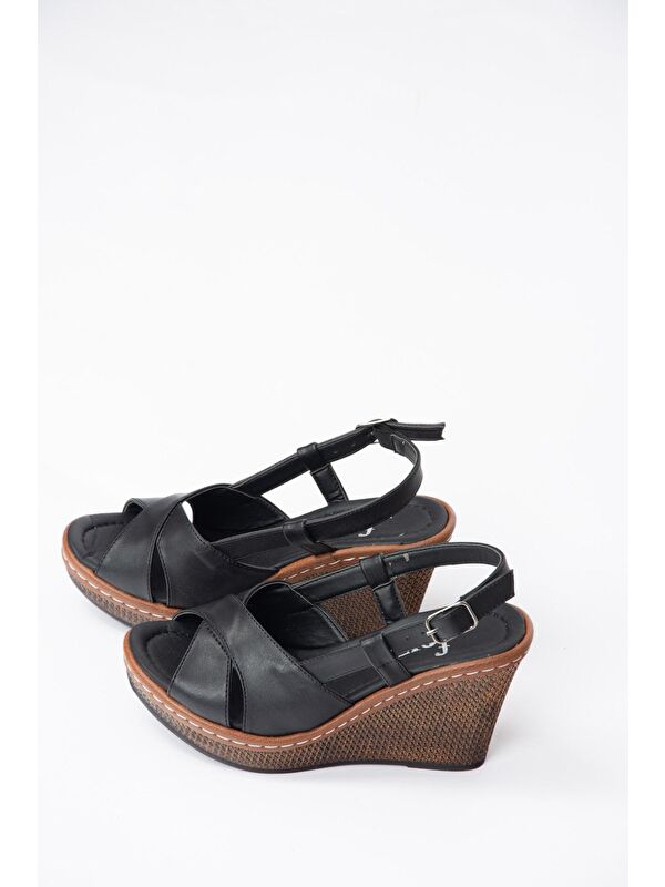 K674041309 Siyah Dolgu Taban Kadın Ayakkabı - Görsel 5