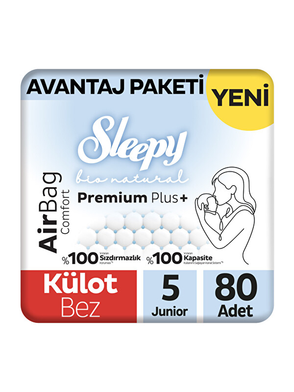 Sleepy Bio Natural Premium Plus Airbag Comfort Avantaj Paketi Külot Bez 5 Numara Junior 80 Adet