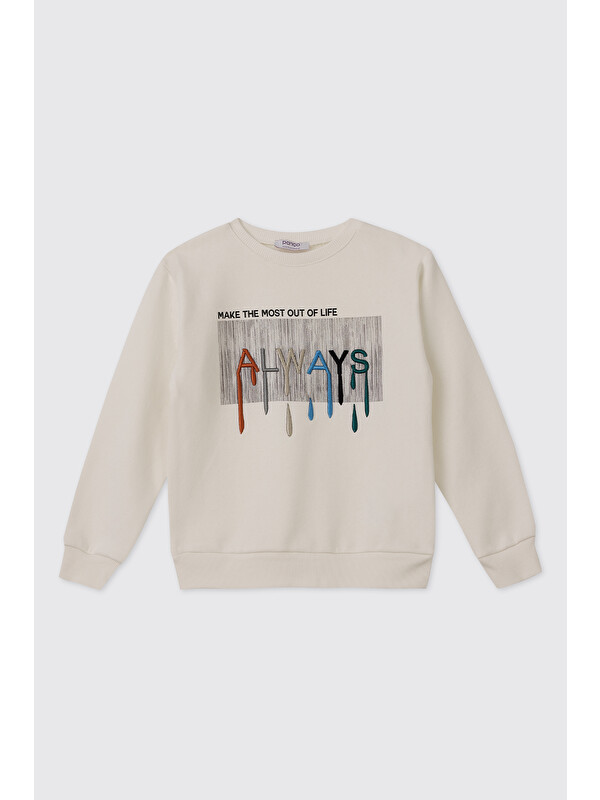 Panço Erkek Çocuk Ekru Sweatshirt