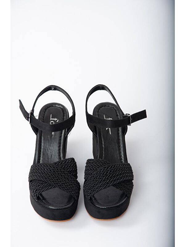 K250909002 Siyah Dolgu Taban Kadın Ayakkabı - Görsel 5