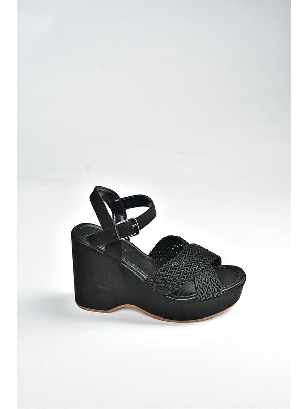 K250909002 Siyah Dolgu Taban Kadın Ayakkabı - Görsel 6