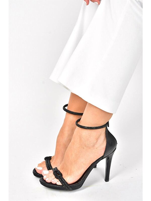 Siyah Suni Deri Platform İnce Topuklu Abiye Ayakkabı M348090014 - Görsel 4