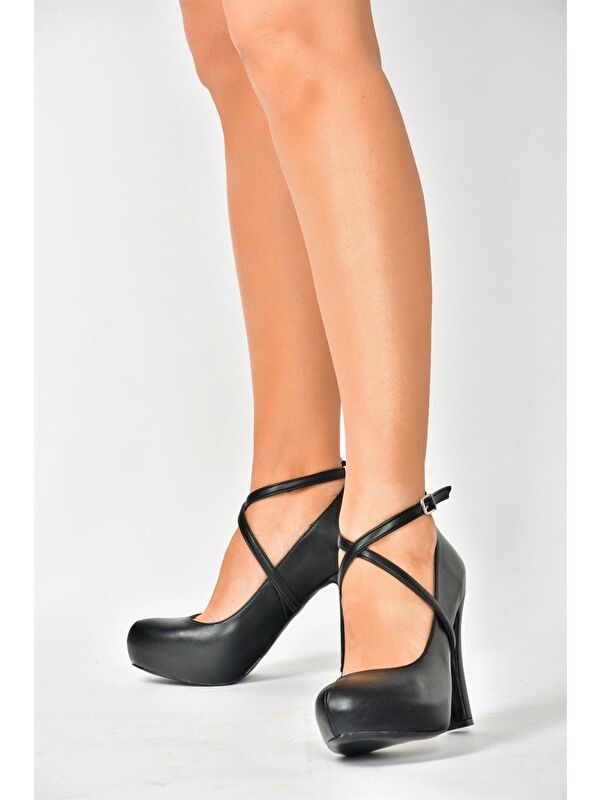 Siyah/Platin Platform Topuklu Kadın Ayakkabı M348007609 - Görsel 2