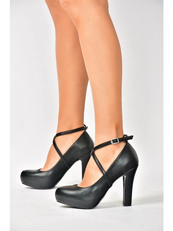 Siyah/Platin Platform Topuklu Kadın Ayakkabı M348007609 - Görsel 6