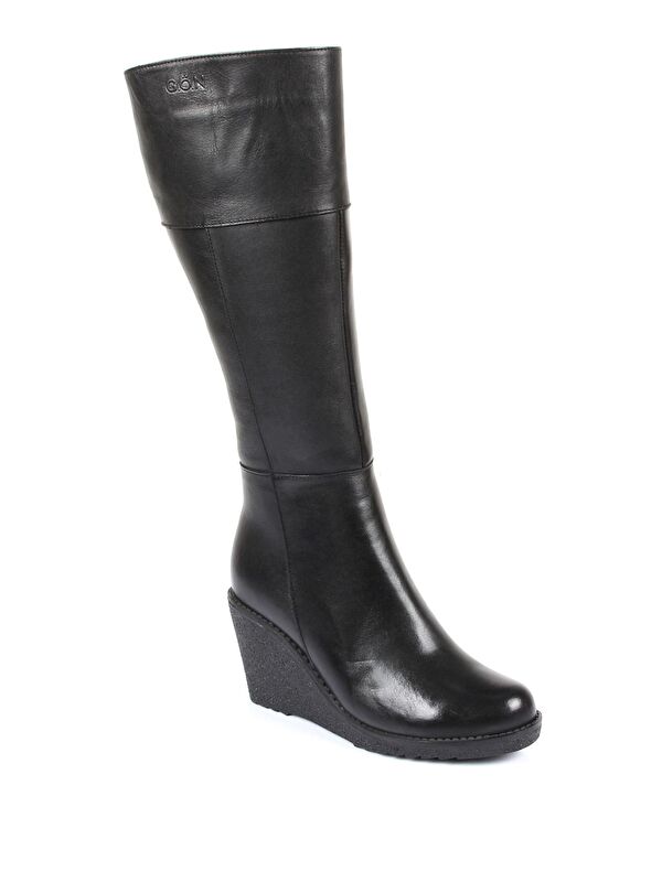 Hakiki Deri Yuvarlak Burun Kauçuk Dolgu Taban Fermuarlı Kadın Günlük Çizme 44587 - Görsel 6