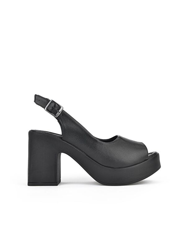 Kadın Hakiki Deri Topuklu Sandalet 131992 28003 Siyah - Görsel 3