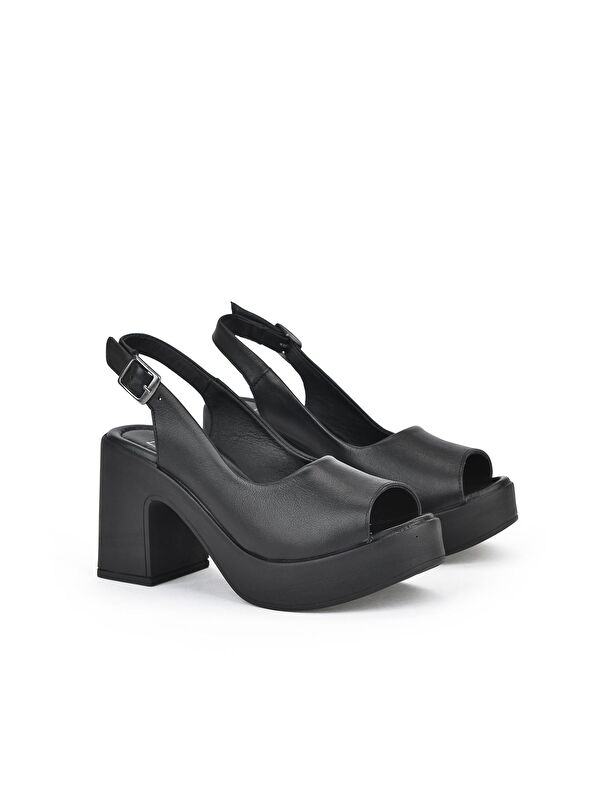 Kadın Hakiki Deri Topuklu Sandalet 131992 28003 Siyah - Görsel 2