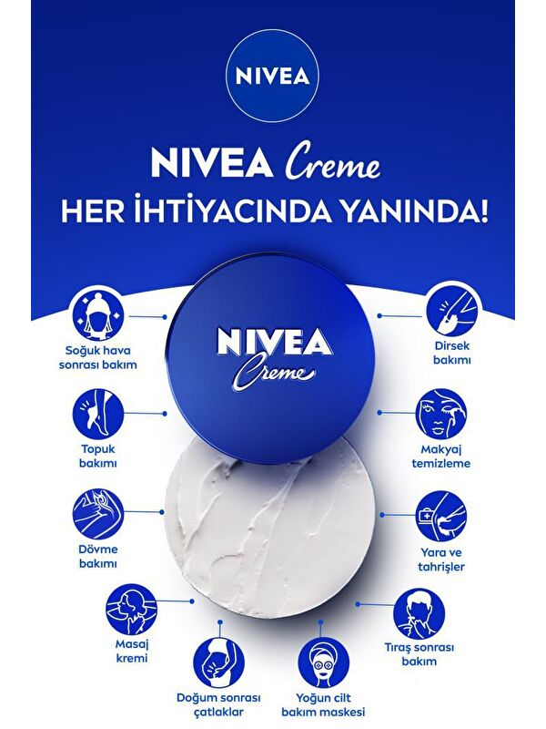 NIVEA Creme 75 ml, Bakım Yapan Koruma, Tüm Ciltler Için Ne mlendirici Krem, El & Yüz & Vücut x2 Adet
