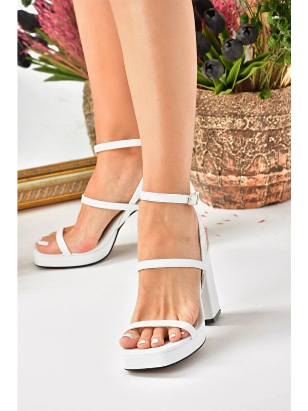 Beyaz Kalın Topuklu Günlük Kadın Ayakkabı M282462709 - Görsel 3