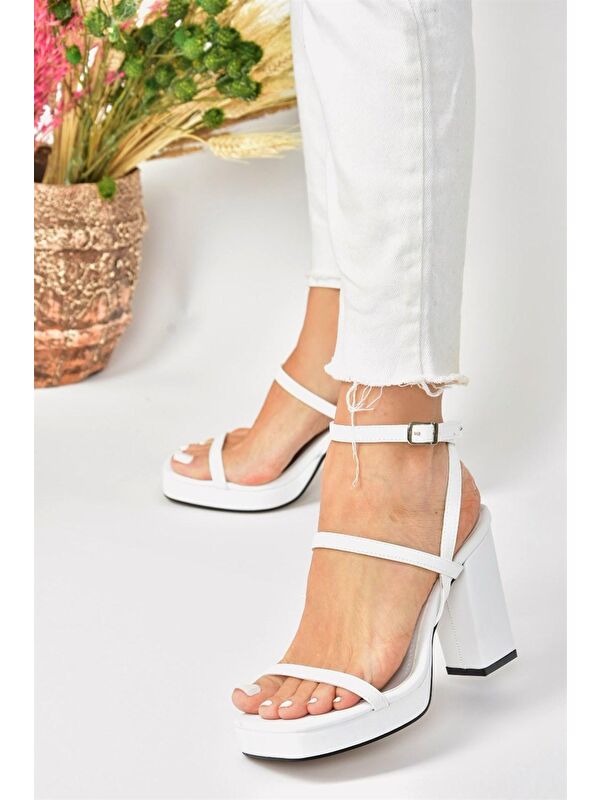 Beyaz Kalın Topuklu Günlük Kadın Ayakkabı M282462709 - Görsel 4