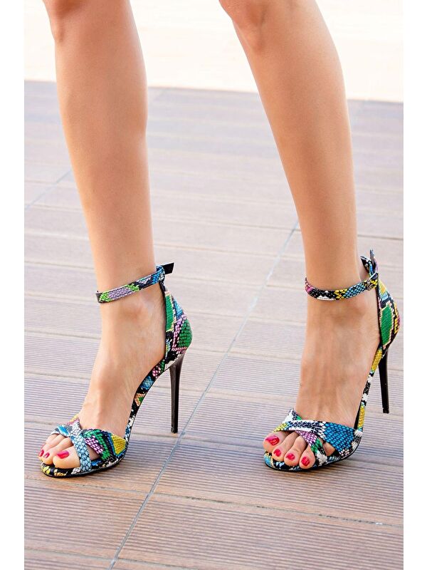 B922113707 Karışık Renkli Kadın Topuklu Ayakkabı - Görsel 3