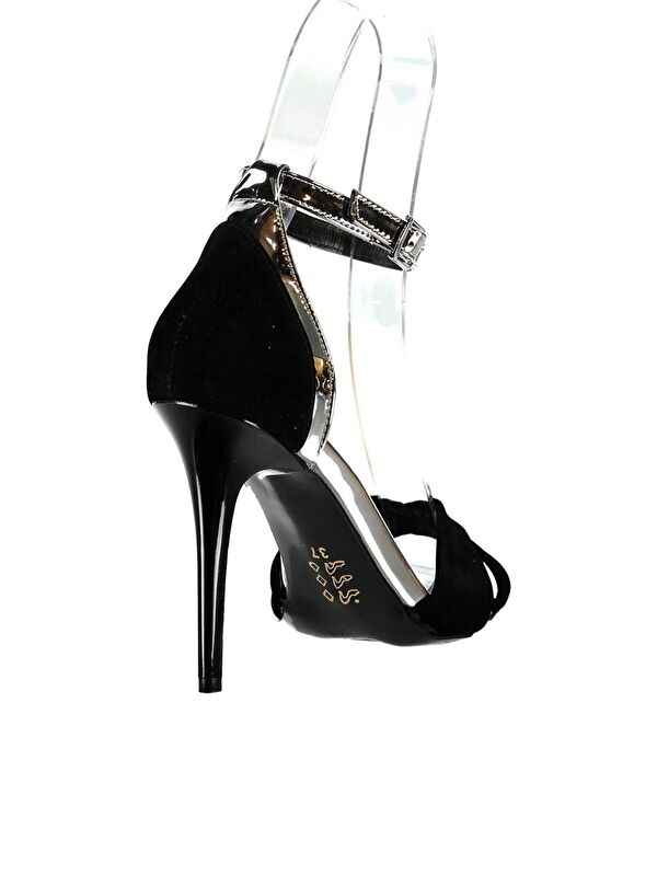 B922113802 Siyah/Platin Kadın Topuklu Ayakkabı - Görsel 2
